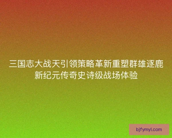 三国志大战天引领策略革新重塑群雄逐鹿新纪元传奇史诗级战场体验 三国志大战天引领策略革新重塑群雄逐鹿新纪元传奇史诗级战场体验