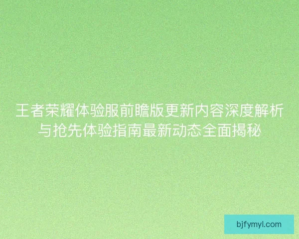 王者荣耀体验服前瞻版更新内容深度解析与抢先体验指南最新动态全面揭秘